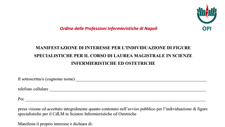 Clicca per accedere all'articolo Manifestazione di interesse per l'individuazione di figure Specialistiche per il corso di laurea magistrale