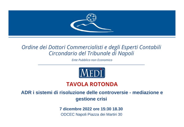 Clicca per accedere all'articolo ADR i sistemi di risoluzione delle controversie - mediazione e gestione crisi 