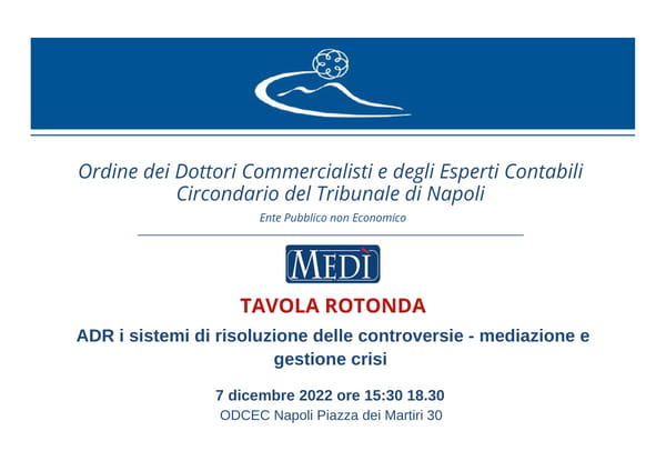 Clicca per accedere all'articolo ADR i sistemi di risoluzione delle controversie - mediazione e gestione crisi 